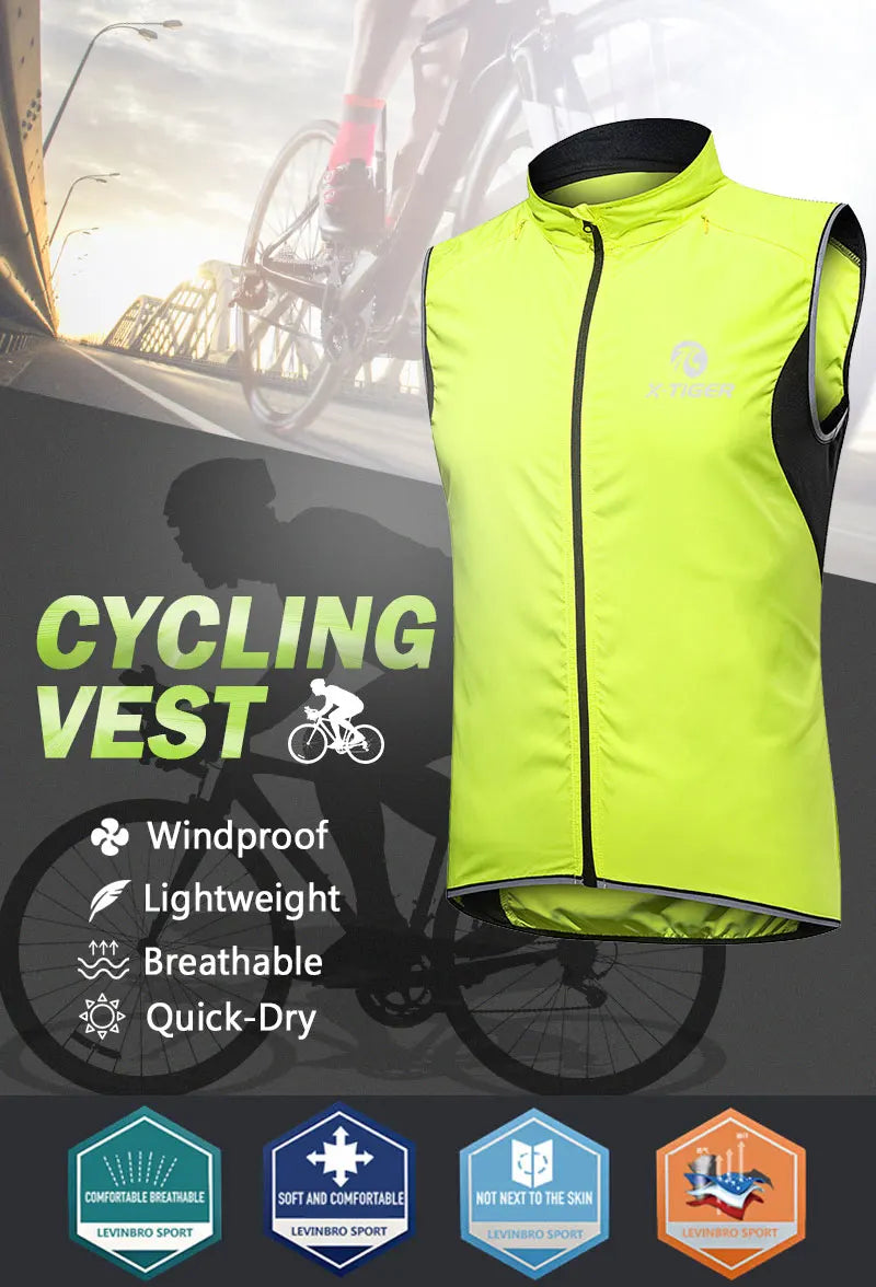 X-TIGER Cycling Vest Sleeveless Bicycle Reflective Windproof Uitra-Light Sun Protection Mountaineering Jacket Cycling Sportswear