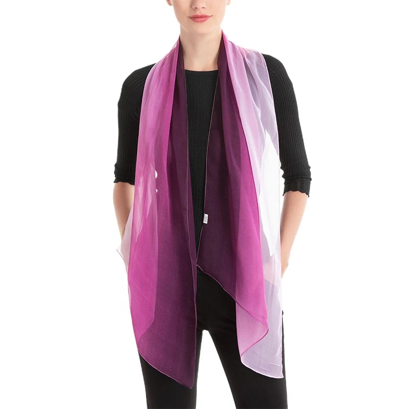 50*160CM Fashion Women Chiffon Gradient Scarf Shawl Luxury Elegant Lady Versatile Sun Protection Decorate Scarves Headscarf