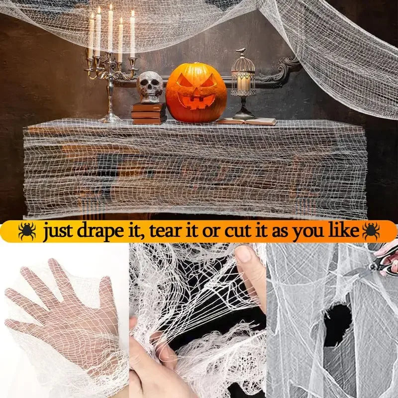 Halloween Creepy Cloth, White Spooky Gauze for Outdoor Hanging Haunted House Party Walls Doorway Entryways Indoor, Party Decor