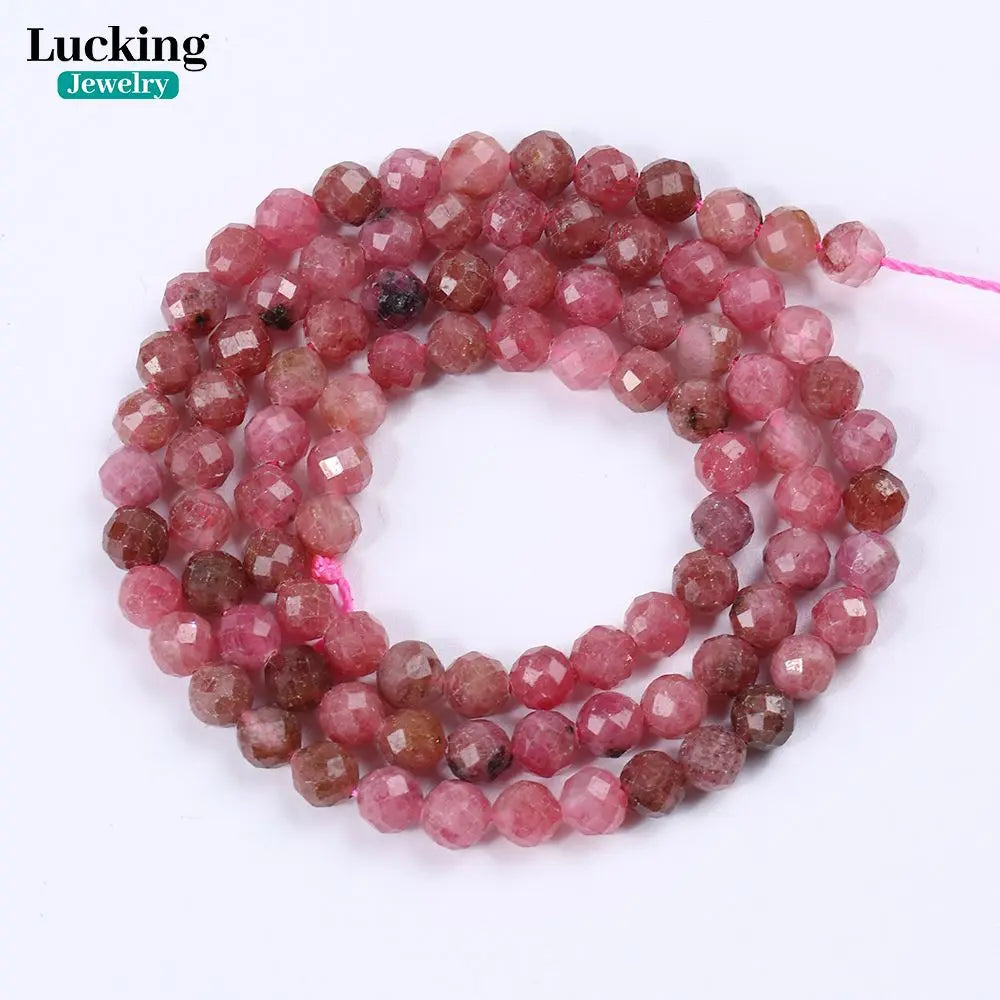 4-5mm Natural Pink Tourmaline Faceted Beads for Jewelry Making, Healing Crystals, DIY Crafts, Spiritual Gifts