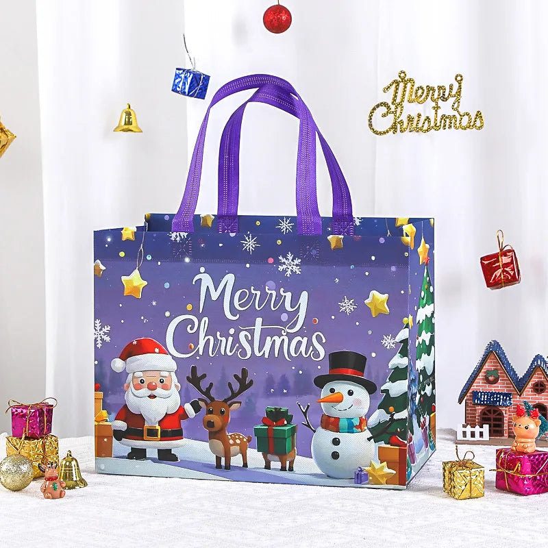 Large Christmas Gift Bags - Reusable Non-Woven Christmas Gift Bags with Handles for Holiday Xmas Party Gifts Wrapping Shopping