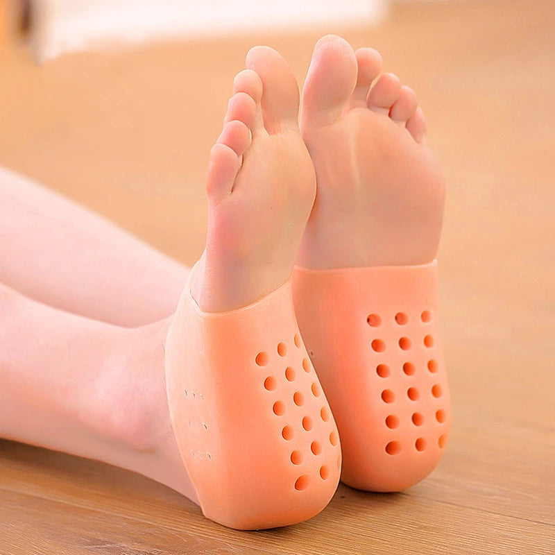 Unisex Invisible Height Increase 5CM Silicone Socks Gel Heel Pads Orthopedic Arch Support Heel Cushion Insoles Foot Massage Pad