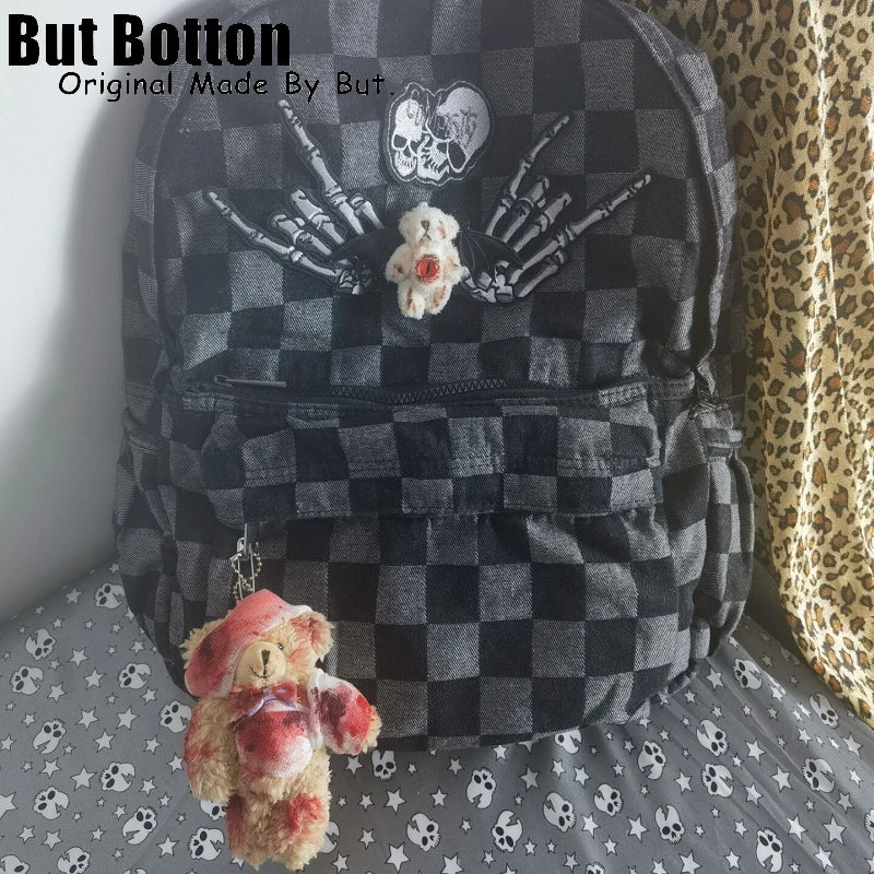 Men Women Streetwear Backpack large capacity Skull homestay y2k versatile hot girl goth punk bag student skeleton schoolbag