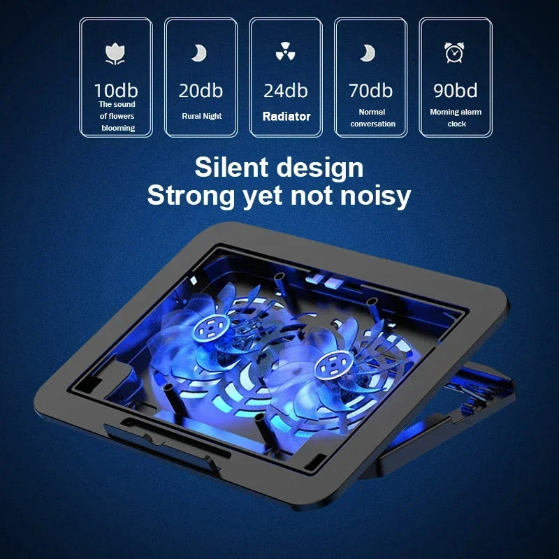 7 Height Adjustable Air-cooled Cool Wind Gaming Laptop Cooler Large Size for 12-17'' Tablet Notebook Cooling Pad 1200 RPM 2 Fans
