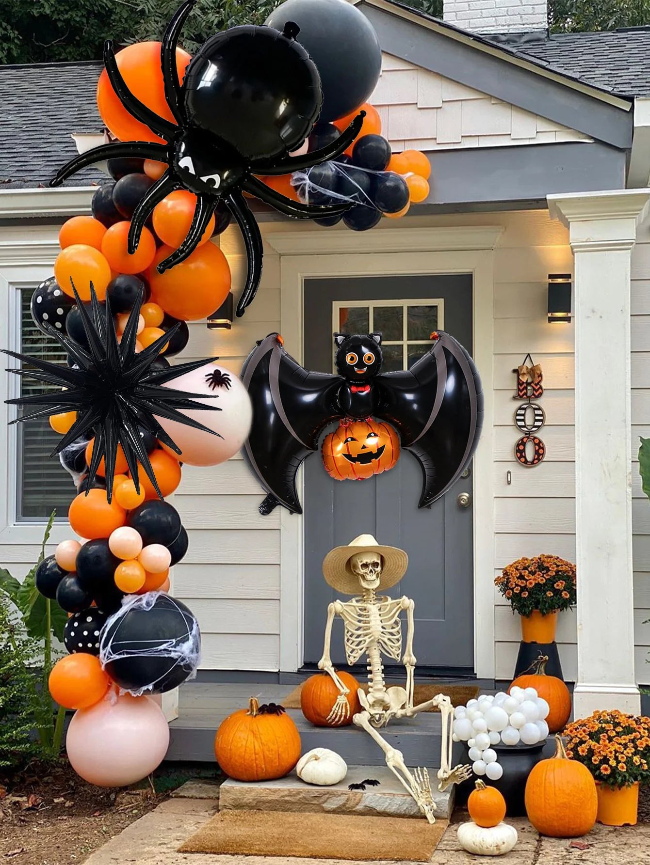 88pcs orange and black horror Halloween arch balloons, suitable for Halloween party horror theme, haunted house, birthday.