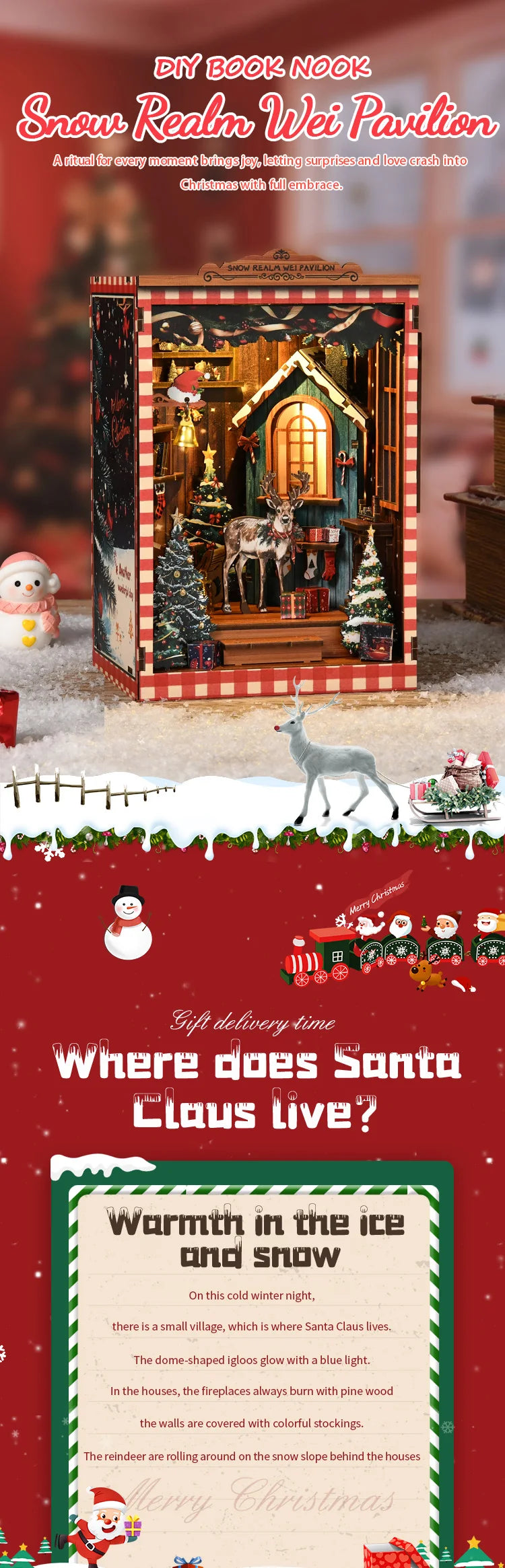 DIY Book Nook Kit Figurines Miniature Booknook Wooden Doll House 3D Puzzle Bookshelf  Dollhouses Toy For Birthday Christmas Gift