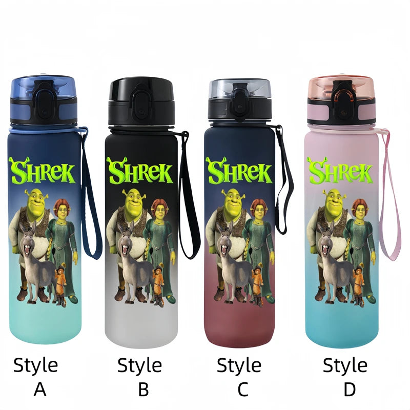 Shrek  650ml Cartoon Characters Portable Water Cup Large Capacity Outdoor Plastic Leak-proof Water Bottle Children's Gift