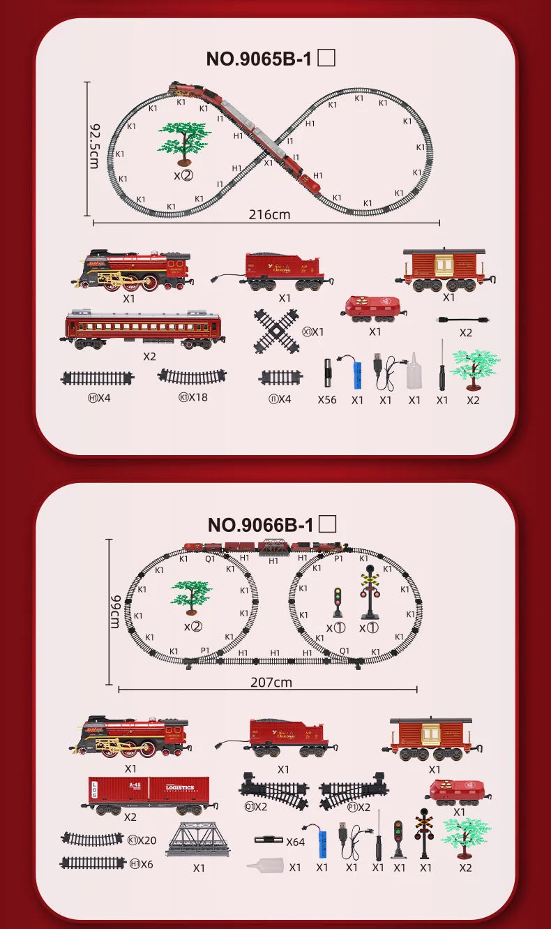Classical Christmas Remote Control Train Toy Steam Track Sound and Light Christmas Gift Toy