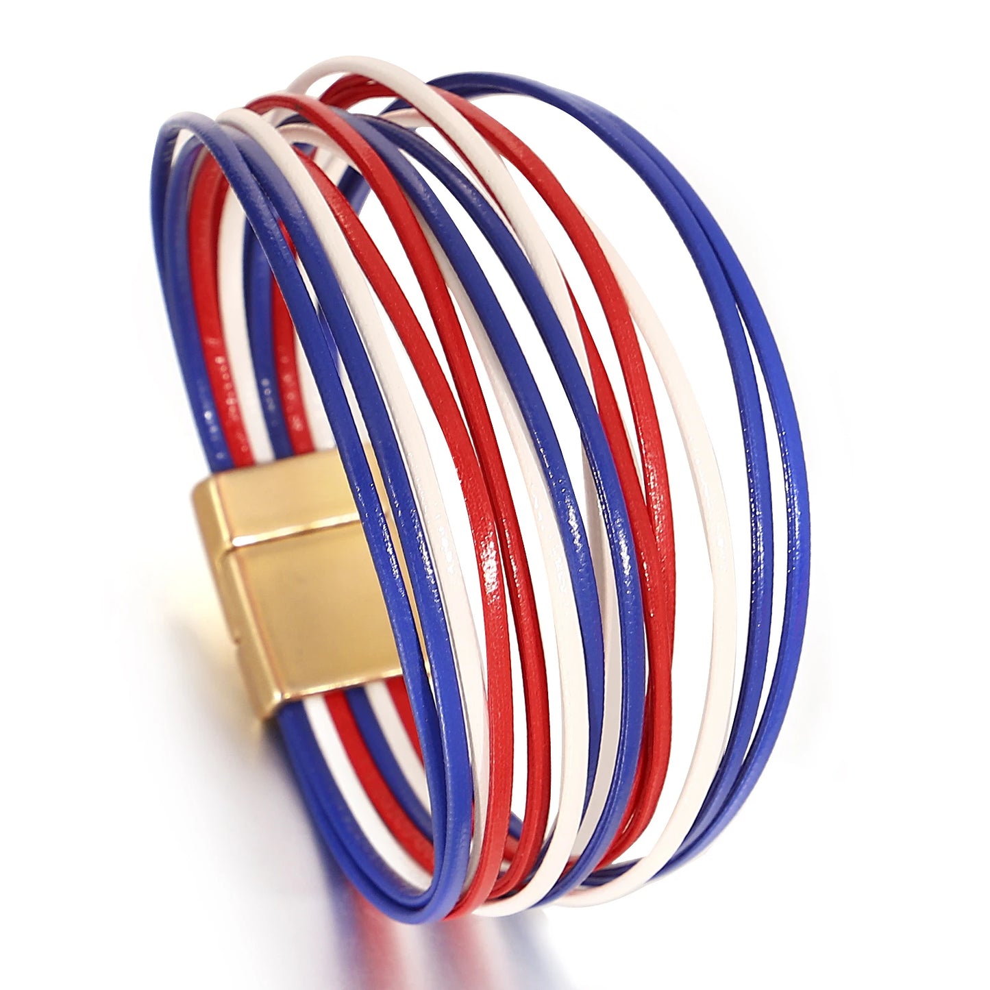 ALLYES Multicolor Rainbow Leather Bracelet Party Jewelry Gifts Fashion Multilayer Slim Strips Wrap Bangle Bracelets for Women