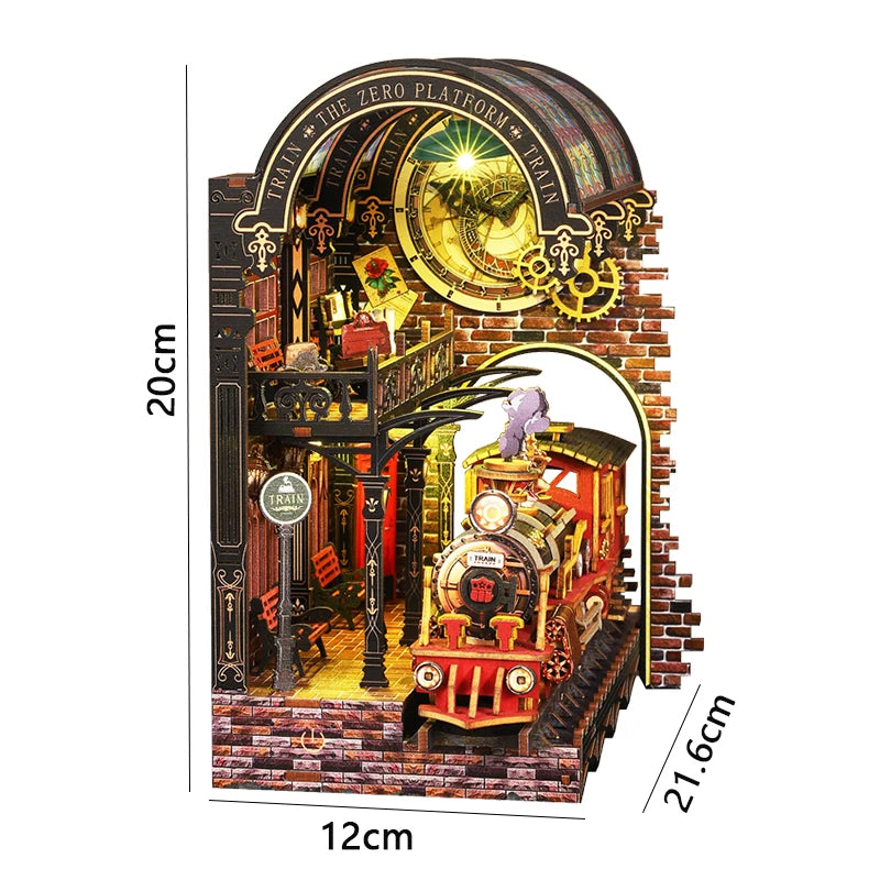 DIY Book Nook Kit Wooden Doll House 3D Puzzle Assembly Toy Home Bookend  Bookshelf Insert With Furniture Toys For Christmas Gift