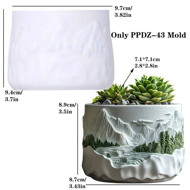 Windmill Town Succulent Plant Pot Silicone Mold  Windmill Town House Relief  Flower Pot Resin Mold Dream house storage box molds