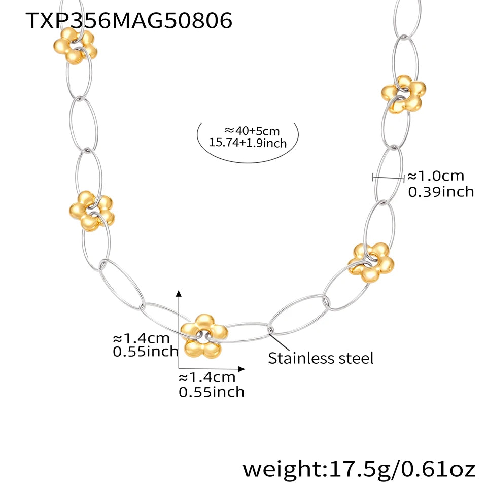 Chain Necklace Bracelet In Stainless Steel With 18k Gold Plated Waterproof Non Tarnish Bracelets Necklaces Jewelry Set For Women