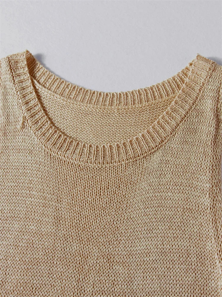 Sexy Transparent Sleeveless Shiny Camisole Tank Top Long Dress Two Piece Set 2025 Fashion Elastic Waist Wrap Hip Knitted Set K68