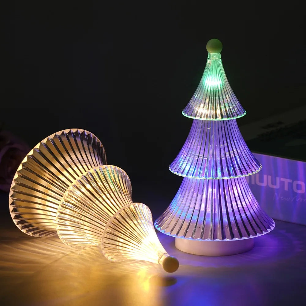2/1pcs Christmas Decoration Ornaments Mini Luminous Crystal Christmas Tree High-end Desktop Ornaments Christmas Gift Lights