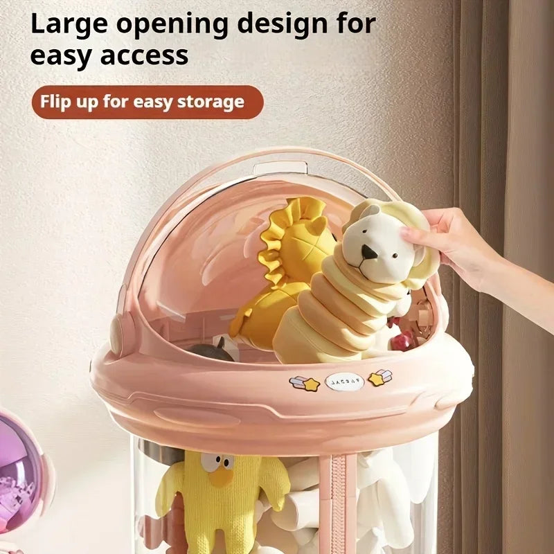 Astronaut Doll Storage Box Children's Plush Toys Storage Boxes Transparent Plastic Stuffed Home Storages Organization Zipper Bin