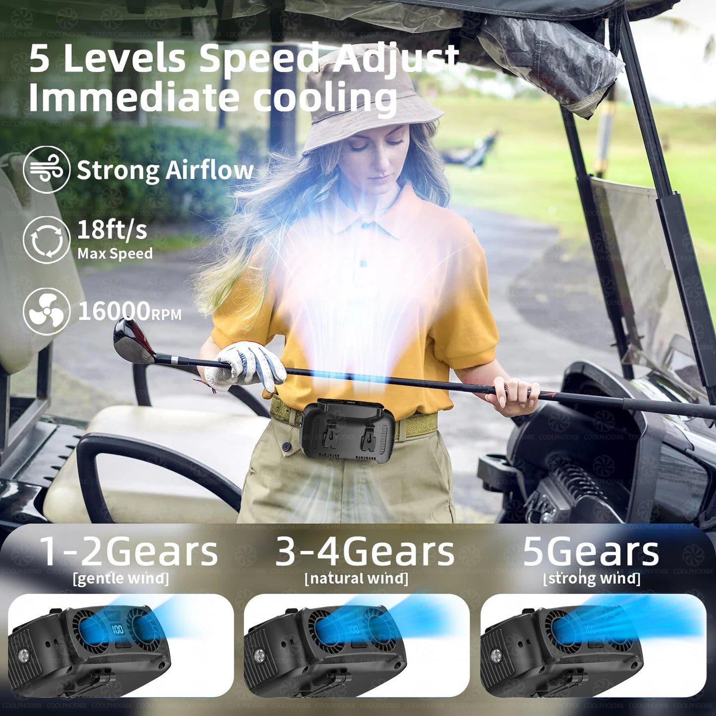 15000mAh Outdoor Portable Hanging Neck Fan Cooling Waist Fan Strong Wind with Power Bank LED Lighting For Outdoor Sports Travel