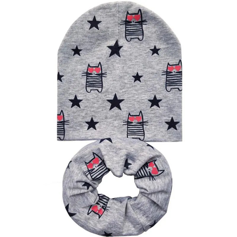 Star Print Cotton Baby Hat Autumn Winter Baby Girls Hat Boys Cap Toddlers Infant Cap Scarf Children Bonnet Hats