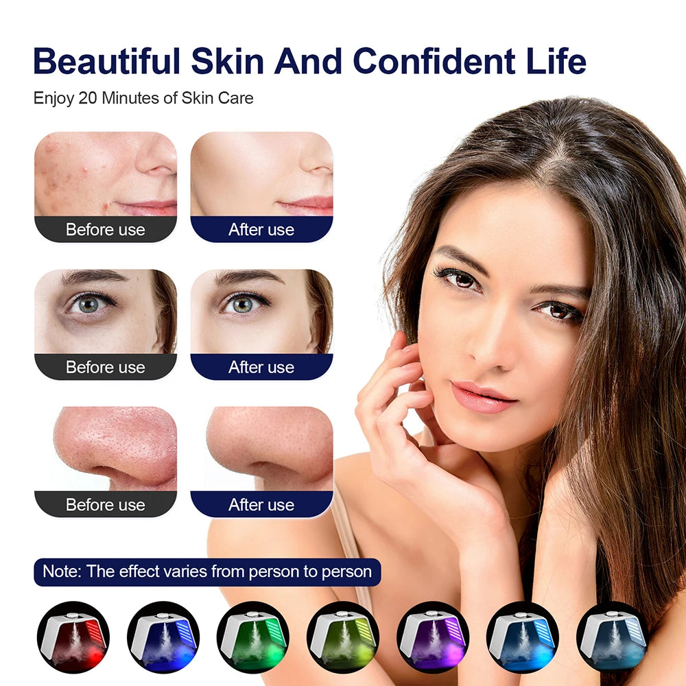 Photon LED Face Mask 7 Colors Nano Spray Beauty Machine Deep Moisturize Skin Care Home Use LED Beauty Mask