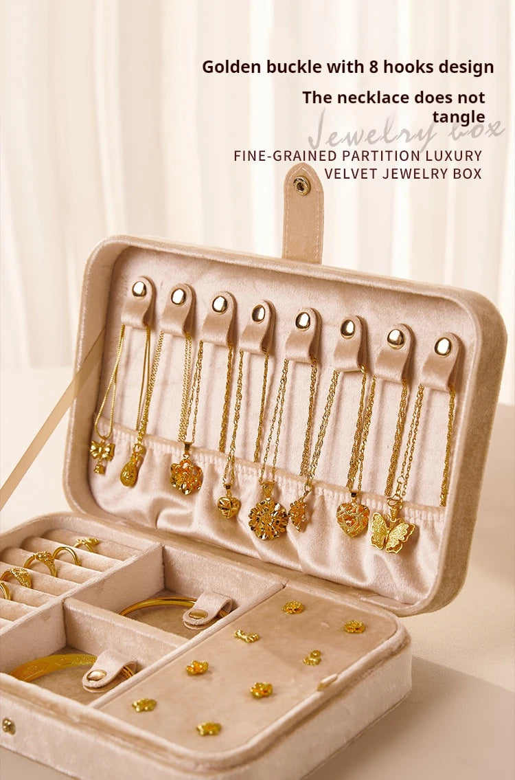 Flannel jewelry storage box Large capacity retro jewelry storage box Earrings Necklace storage box