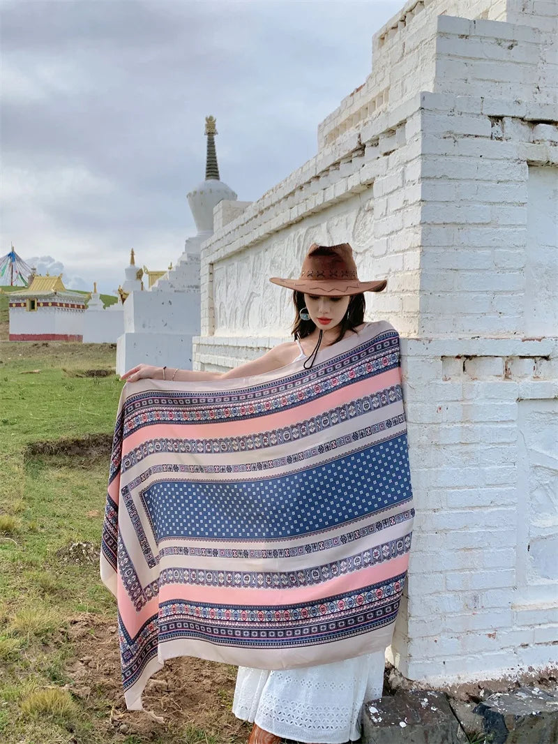 Travel Beach Sunscreen Scarves for Women Bikini Large Sarong Wrap Scarf Brazilian Swimsuit Bathing Cover-ups 17 Styles 90x180cm