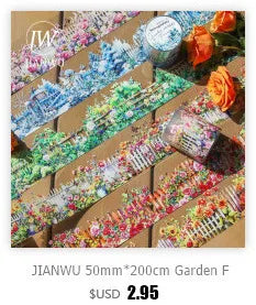 JIANWU 80mm*200cm Road View Series Vintage Travel Flower Landscape Material Collage Washi Tape Creative DIY Journal Stationery