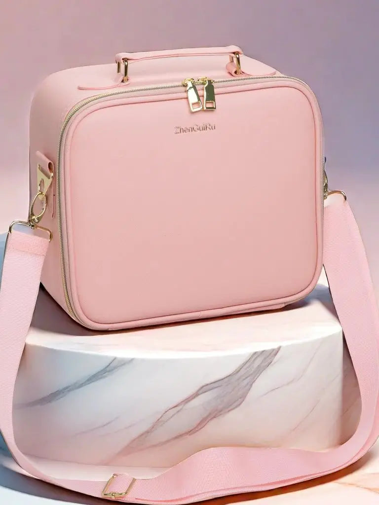 PU Leather Makeup Bag with Mirror 2024 New Leather Multi-Functional Women Cosmetic Case Large Capacity Water-resistant Bag