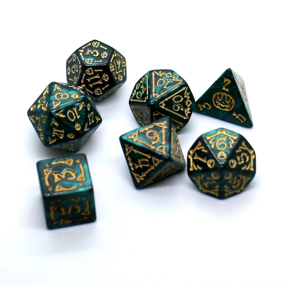 7pcs Set Relief Halloween Pattern Board Game Dice Set, DND Game Dice