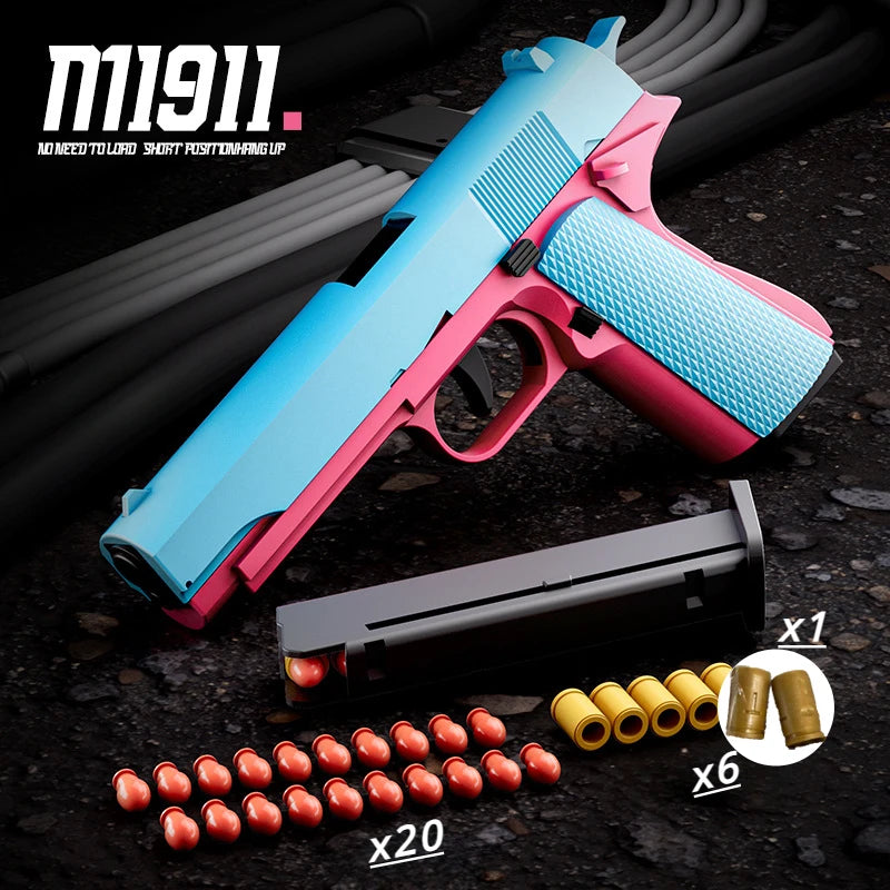 M1911 Toy Gun Pistol Soft Bullet Shell Ejected Blaster Manual Airsoft Air Gun Launcher For Children Adults Shooting Games