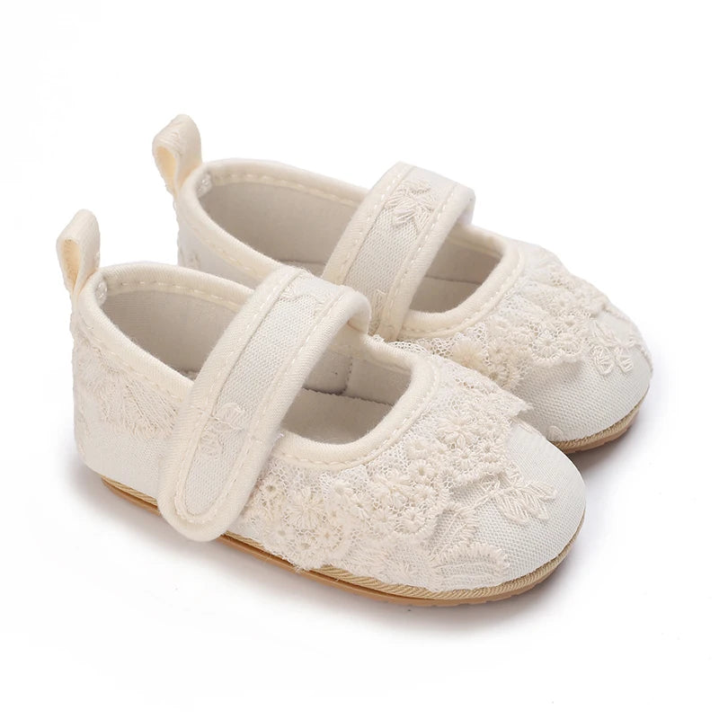 Cute Lace Baby Princess Shoes for Spring And Autumn 0-18M Infant Girls Anti-Slip Rubber Sole Bow Detail Anti-Slip Footwear