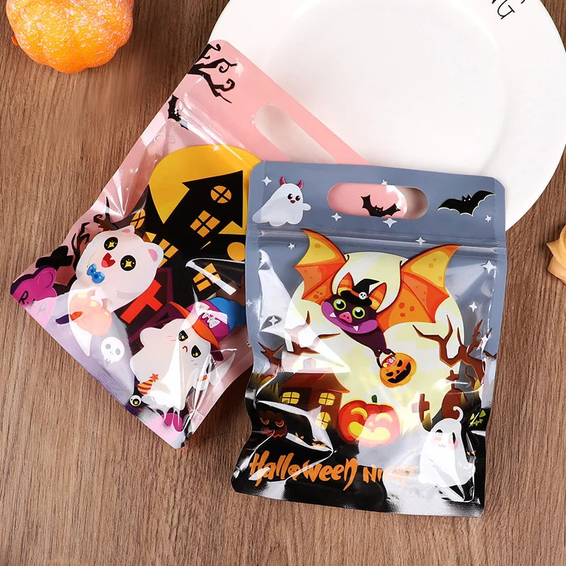 Halloween Party Candy Bag Cartoon Pumpkin Ghost Self Sealing Bag Kids Trick or Treat Cookies Snack Packaging Decoration Favors