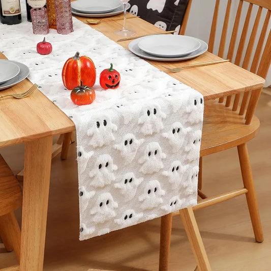 Halloween Ghost White Table Runner Fall Pumpkin Party Dining Decorations Christmas Dining Table Harvest Decor