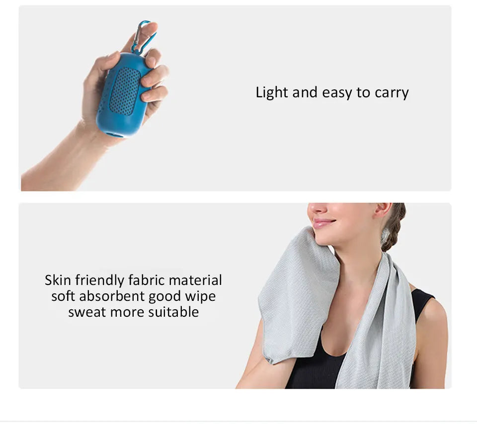 Portable Sport Towel with Mini Silicon Gel Set Cold Towel Breathable Fitness Sport Gym Running Outdoor Quick Dry Cooling Towel