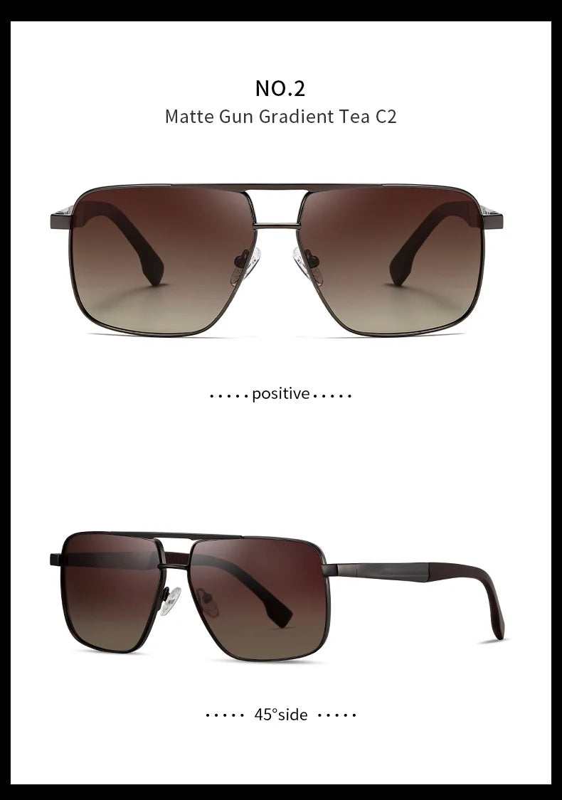 Men Sunglasses UV400 Polarized Sun Glasses Metal Square Eyeglasses Frame Driving Fishing Cycling Goggle Anti Glare Shade Eyewear