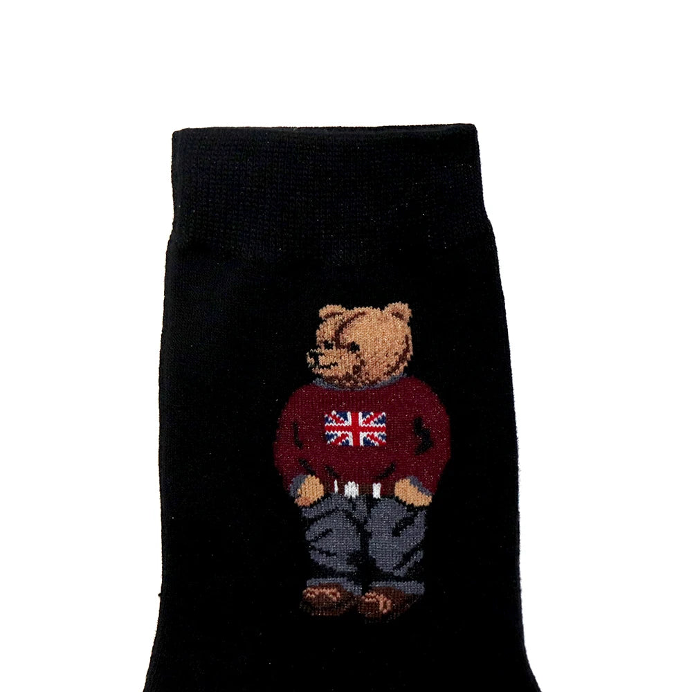 1 Pair Cartoon Gentleman Bear Men's Socks Comfortable Harajuku Skateboard Socks Novelty Breathable Christmas Gift Factory Direct