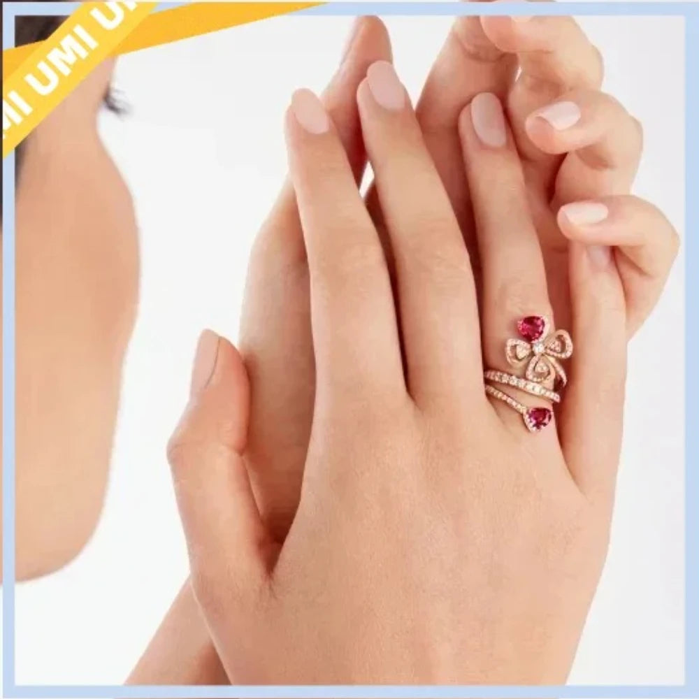S925 Noble and Luxurious 18k Red Tourmaline Ring - Essential Jewelry for High End and Gorgeous Workplace Parties - Holiday Gift