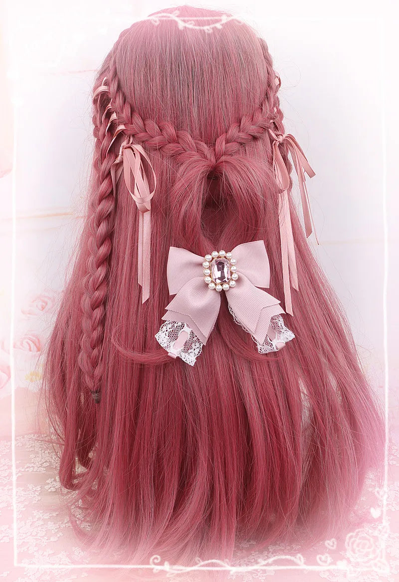 Japanese Sweet Cute Handmade Rhinestone Bow Hairpin Pearl Lace Hairclips Lolita Women Girls Side Clip Bag Pendant Handbag Charms