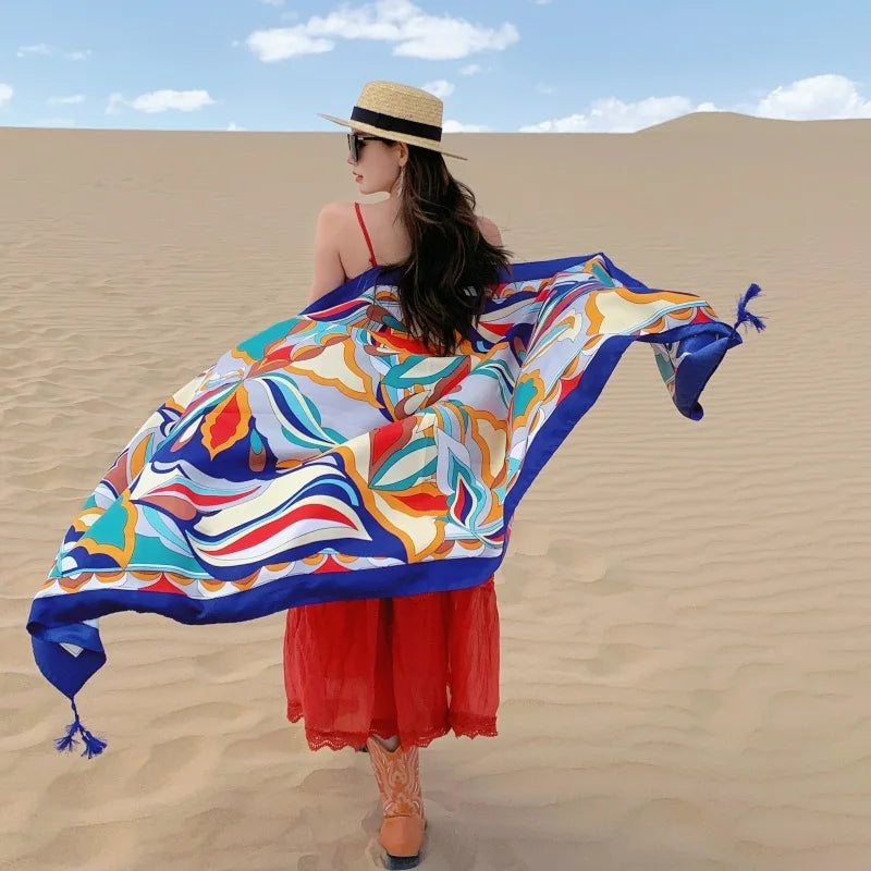 Travel Beach Sunscreen Scarves for Women Bikini Large Sarong Wrap Scarf Brazilian Swimsuit Bathing Cover-ups 17 Styles 90x180cm