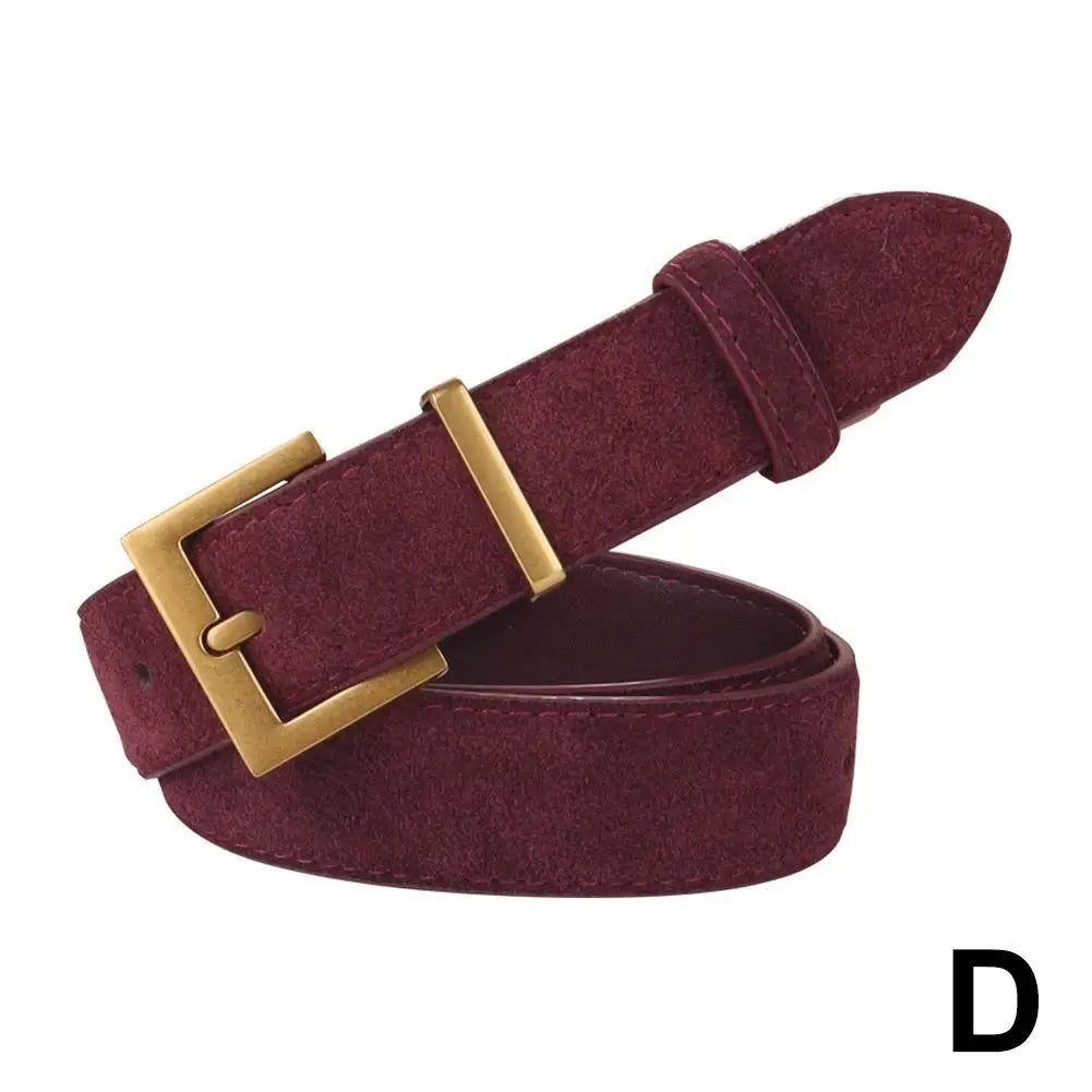 2025 Women Luxury Design Suede Leather Belt Casual Business Versatile Pin Buckle Waist Strap