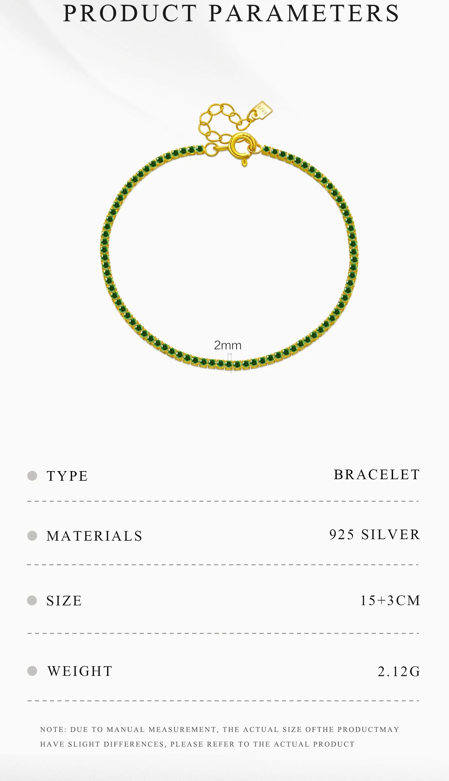 ANDYWEN 925 Sterling Silver Rainbow 1.5mm Tennis Chain Bracelet Luxury CZ Fine Jewelry Wedding Gift Soft Solid Jewelry Gift