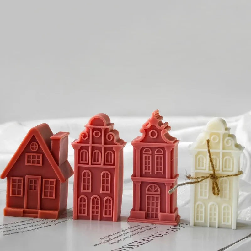 2025 Christmas House Silicone Candle Mold 3D Castle Villa Crafts Resin Gypsum Cement Mould Christmas Gift Festival Decoration