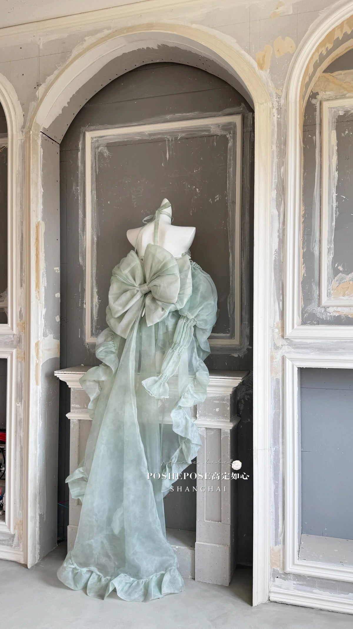 High Street Women's Mint Green Strapless Bowknot Sweet Fairy Organza Dress 2024 New Elegant Big Bow Trailing Party Wedding Dress