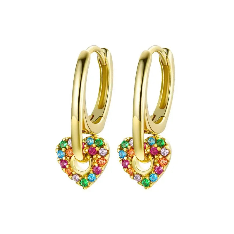 Colorful Crystal Earrings 925 Sterling Silver Ear Needle Stud Earrings for Women Cross Dangle Earrings Party Wedding Jewelry
