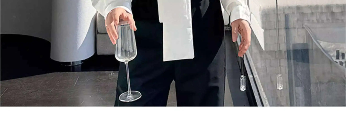 IEFB Korean Fashion Men's Shirt Bow Tie Design Loose Simple Fresh Long Sleeve Casual 2024 Spring Solid Color Male Tops 9C5081