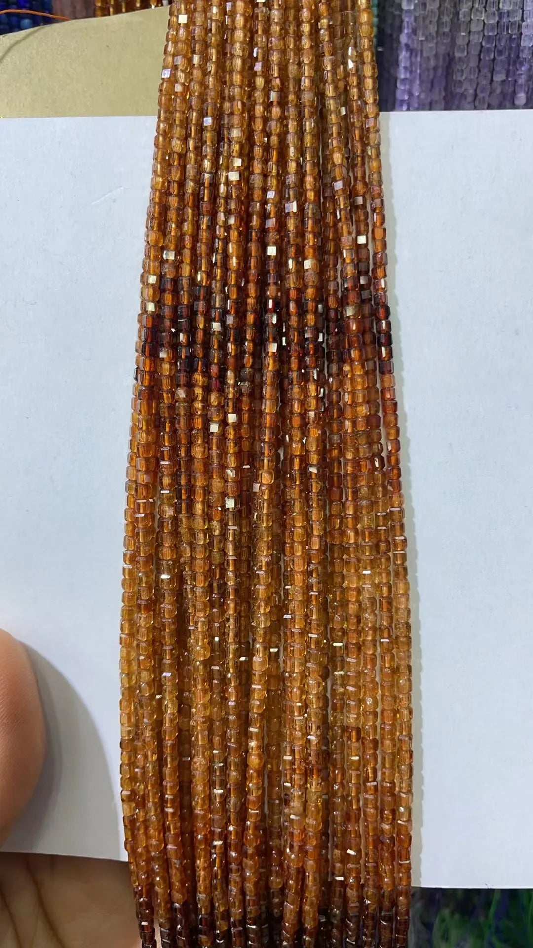 Natural Rainbow Tourmaline Cube Faceted 2.5X2.5mm Length38.5cm