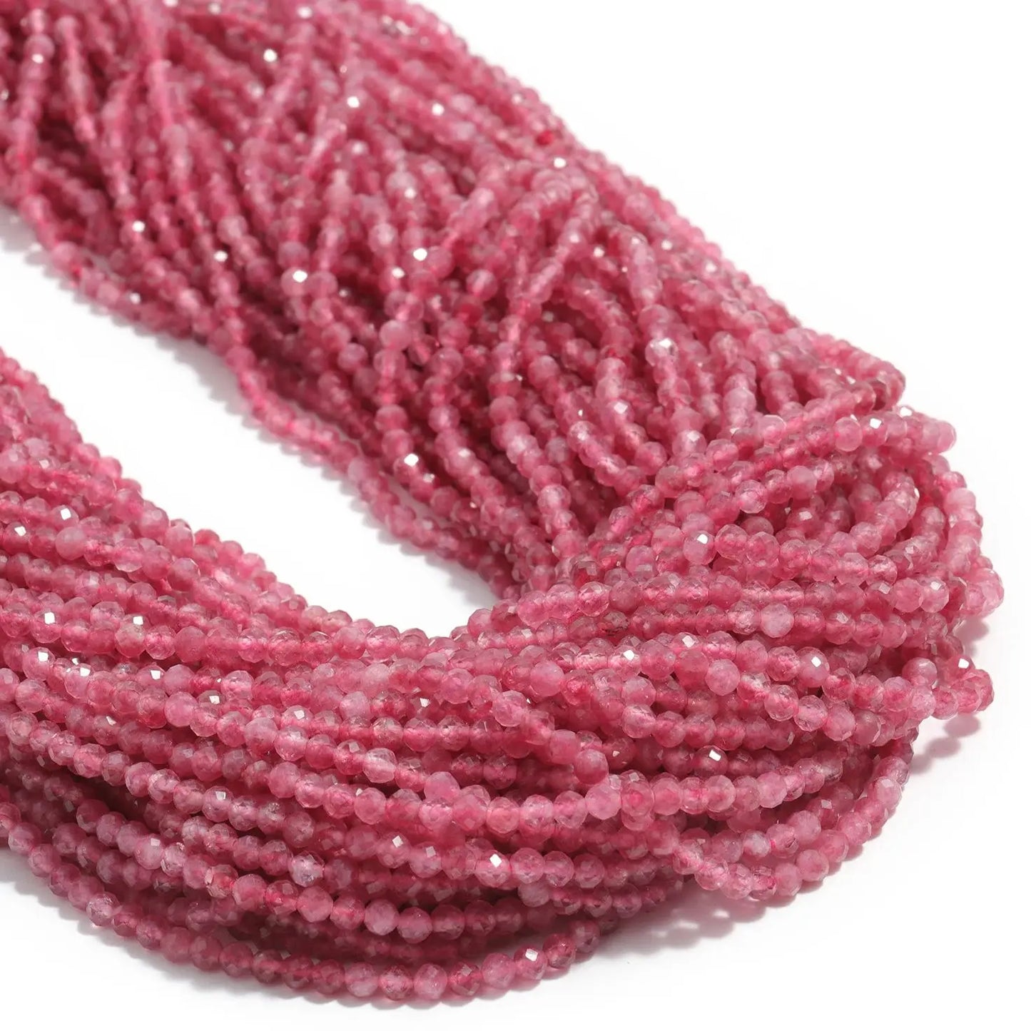 Natural Pink Tourmaline Stone 2/3/4mm Tiny Faceted Round Loose Stone Beads For DIY Jewelry Making Bracelets Necklace Accessories