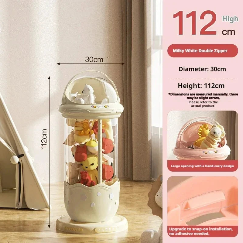 Astronaut Doll Storage Box Children's Plush Toys Storage Boxes Transparent Plastic Stuffed Home Storages Organization Zipper Bin