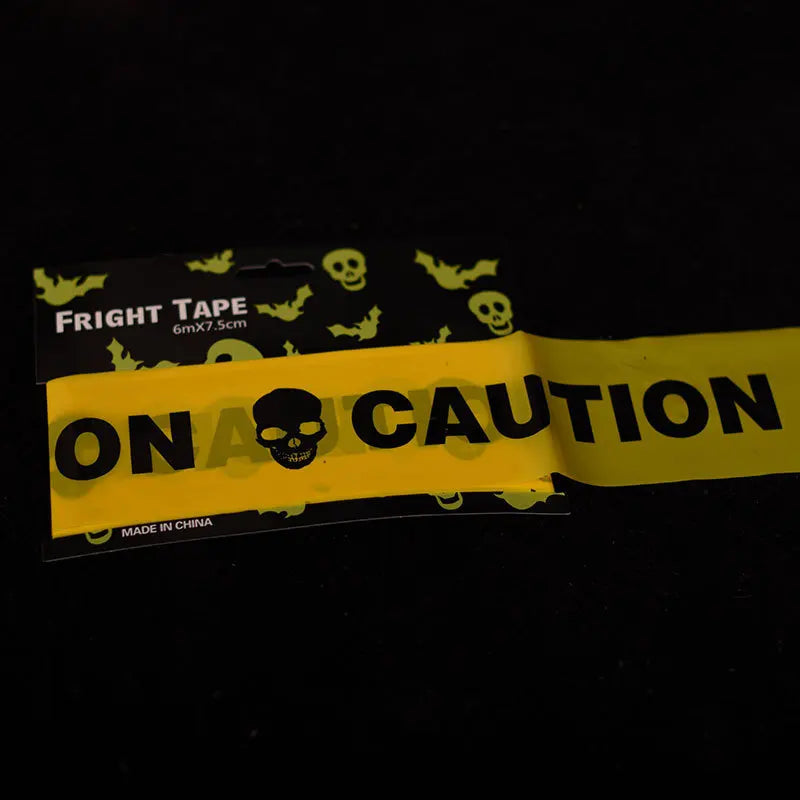 Halloween Yellow Isolation Warning Tape with Bold Danger Signs Durable Plastic Material for Yard Haunted House Party Decoration