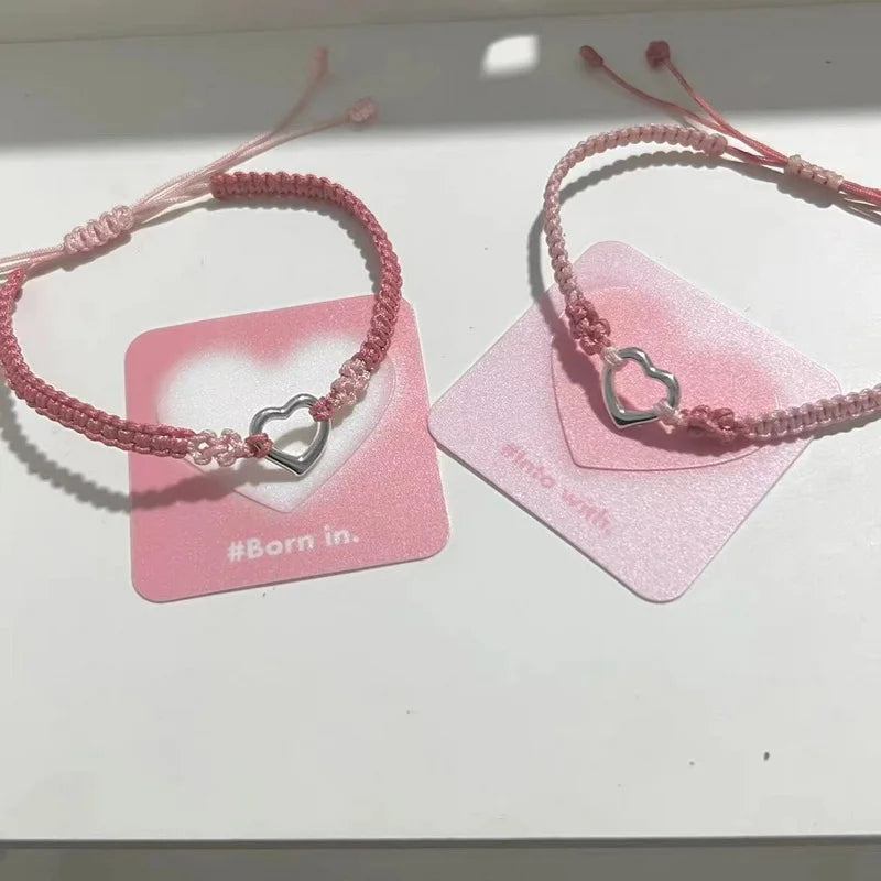 2 PCS/Set Stainless Steel Couples Bracelet For Women Lover Luminous Sun Moon Rope Charm Friendship Girlfriend Party Jewelry Gift