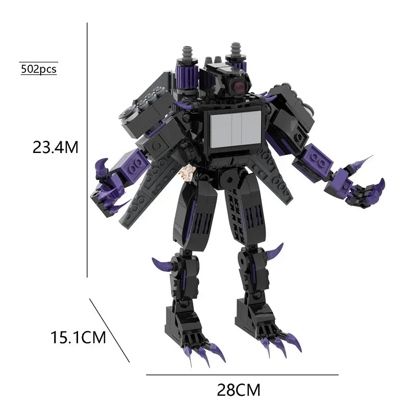 New Skibidi Toilet Titan Guitor Speaker Man Building Blocks Set With Battle-axe Creative DIY Bricks Toys For Boys Christmas Gift