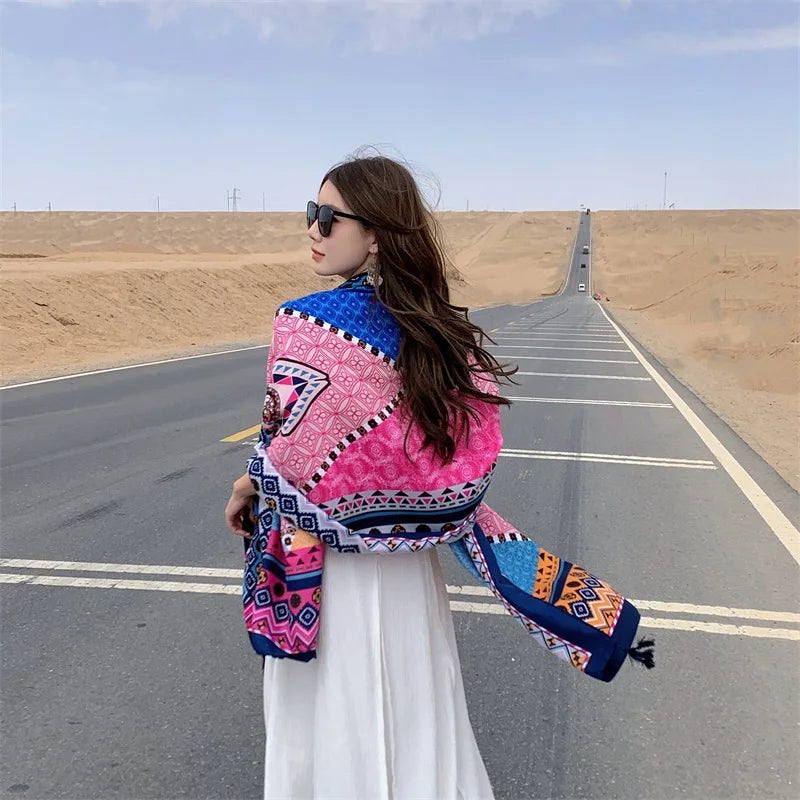 Travel Beach Sunscreen Scarves for Women Bikini Large Sarong Wrap Scarf Brazilian Swimsuit Bathing Cover-ups 17 Styles 90x180cm